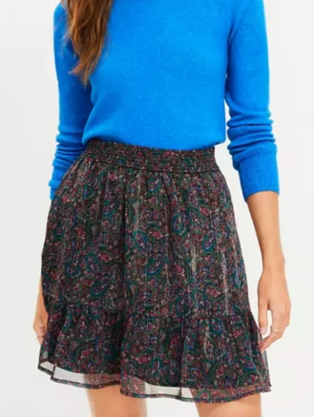 LOFT Floral Paisley Tiered Mini Skirt NWT Sz M